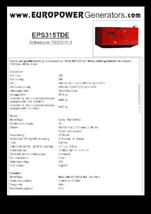 Grupos electrógenos diesel Europower EPS315TDE (MA)