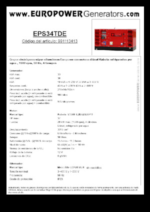 Grupos electrógenos diesel Europower EPS34TDE (MA)