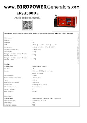 Grupos electrógenos diesel Europower EPS3500DE (S)