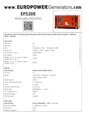 Grupos electrógenos diesel Europower EPS3DE (S)