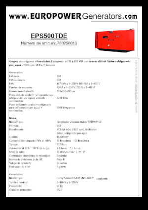 Grupos electrógenos diesel Europower EPS500TDE (LS)