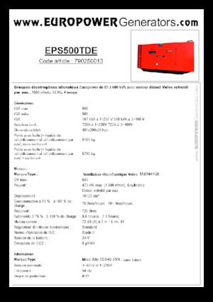 Grupos electrógenos diesel Europower EPS500TDE (MA)