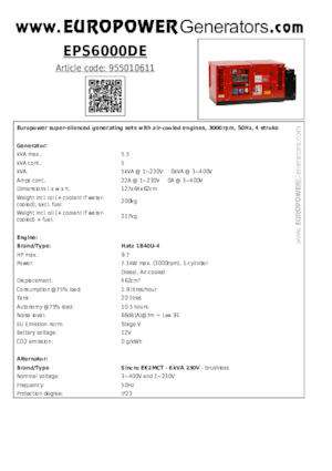 Grupos electrógenos diesel Europower EPS6000DE (S)