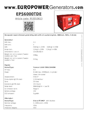 Grupos electrógenos diesel Europower EPS6000TDE (S)