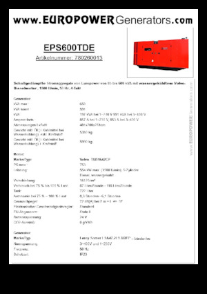 Grupos electrógenos diesel Europower EPS600TDE (LS)