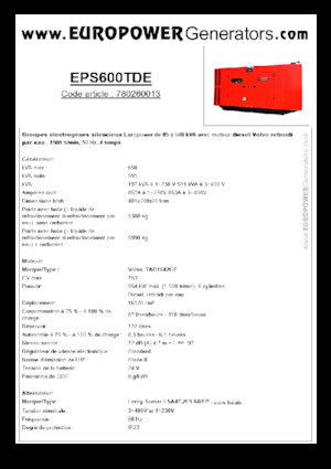 Grupos electrógenos diesel Europower EPS600TDE (LS)