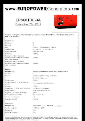 Grupos electrógenos diesel Europower EPS60TDE-3A (LS)