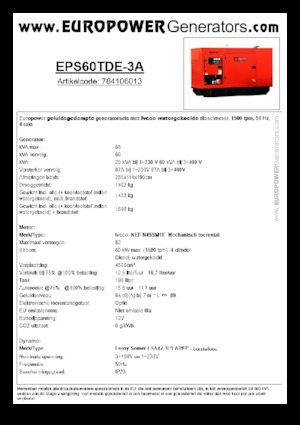Grupos electrógenos diesel Europower EPS60TDE-3A (LS)