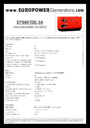 Grupos electrógenos diesel Europower EPS60TDE-3A (MA)
