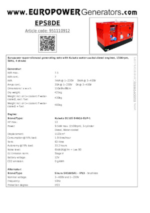 Grupos electrógenos diesel Europower EPS8DE (S)