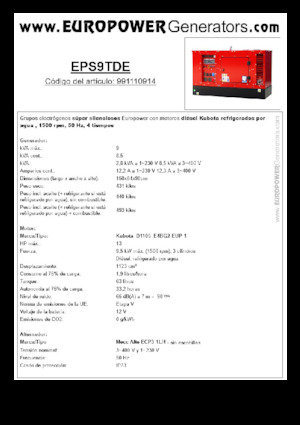 Grupos electrógenos diesel Europower EPS9TDE (MA)