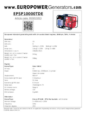 Grupos electrógenos diesel Europower EPSP10000TDE (S)