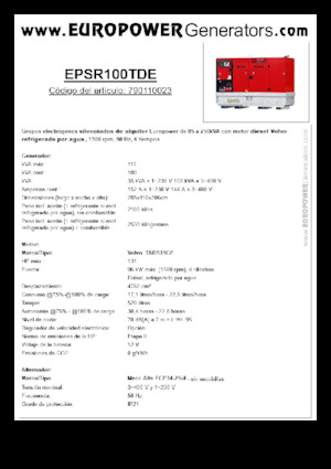 Grupos electrógenos diesel Europower EPSR100TDE (MA)