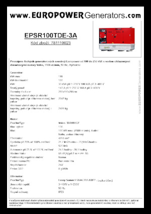 Grupos electrógenos diesel Europower EPSR100TDE-3A (LS)