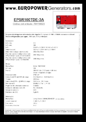 Grupos electrógenos diesel Europower EPSR100TDE-3A (LS)