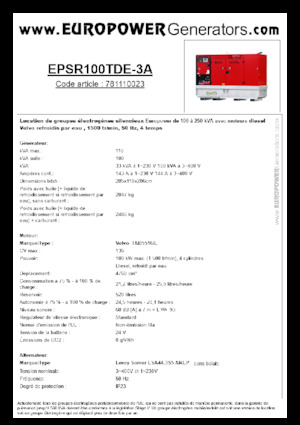 Grupos electrógenos diesel Europower EPSR100TDE-3A (LS)