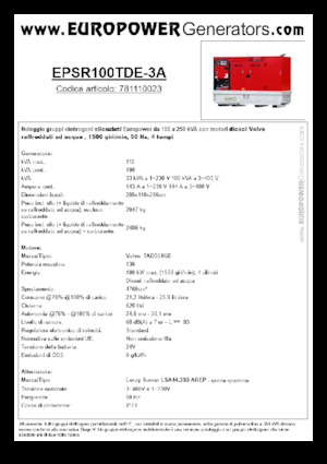 Grupos electrógenos diesel Europower EPSR100TDE-3A (LS)