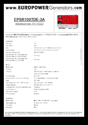 Grupos electrógenos diesel Europower EPSR100TDE-3A (MA)