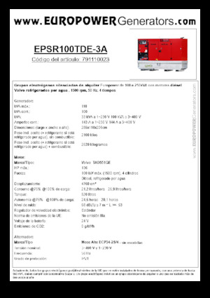 Grupos electrógenos diesel Europower EPSR100TDE-3A (MA)