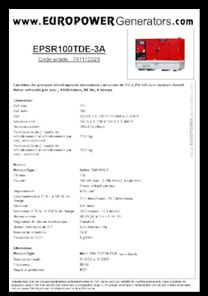 Grupos electrógenos diesel Europower EPSR100TDE-3A (MA)