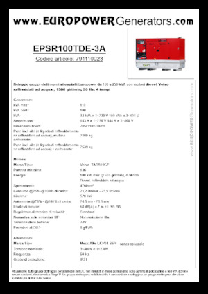 Grupos electrógenos diesel Europower EPSR100TDE-3A (MA)