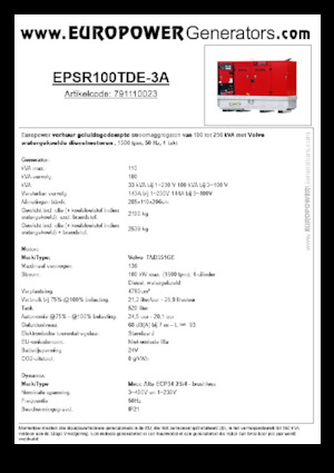 Grupos electrógenos diesel Europower EPSR100TDE-3A (MA)