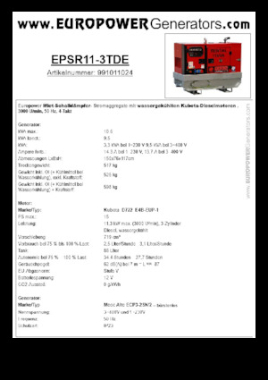 Grupos electrógenos diesel Europower EPSR11-3TDE (MA)