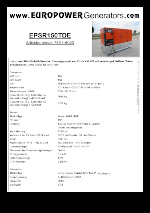 Grupos electrógenos diesel Europower EPSR150TDE (LS)