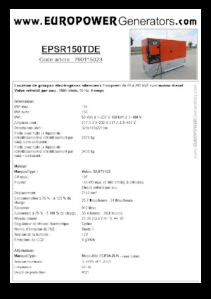 Grupos electrógenos diesel Europower EPSR150TDE (MA)