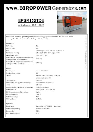 Grupos electrógenos diesel Europower EPSR150TDE (MA)