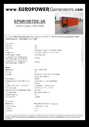 Grupos electrógenos diesel Europower EPSR150TDE-3A (MA)