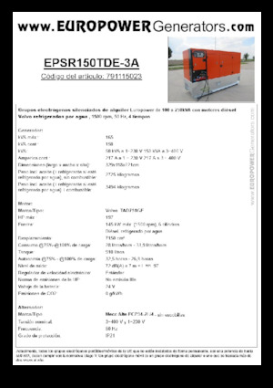Grupos electrógenos diesel Europower EPSR150TDE-3A (MA)
