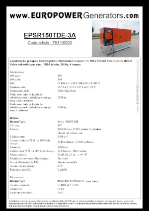 Grupos electrógenos diesel Europower EPSR150TDE-3A (MA)