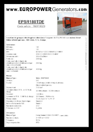 Grupos electrógenos diesel Europower EPSR180TDE (LS)