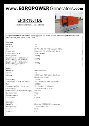 Grupos electrógenos diesel Europower EPSR180TDE (MA)