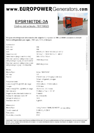 Grupos electrógenos diesel Europower EPSR180TDE-3A (LS)