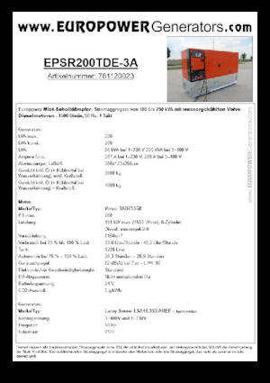Grupos electrógenos diesel Europower EPSR200TDE-3A (LS)