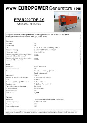 Grupos electrógenos diesel Europower EPSR200TDE-3A (LS)