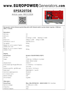 Grupos electrógenos diesel Europower EPSR20TDE (MA)