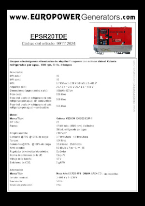 Grupos electrógenos diesel Europower EPSR20TDE (MA)