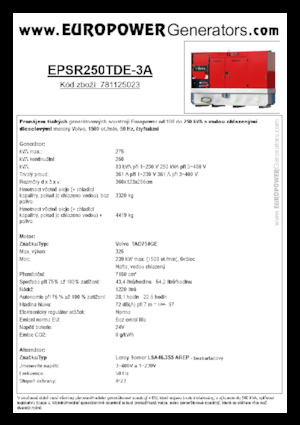 Grupos electrógenos diesel Europower EPSR250TDE-3A (LS)