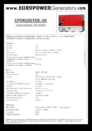 Grupos electrógenos diesel Europower EPSR250TDE-3A (LS)