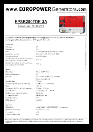 Grupos electrógenos diesel Europower EPSR250TDE-3A (LS)