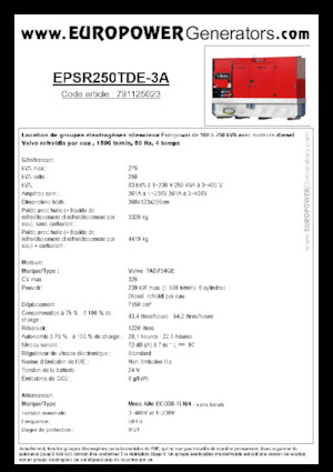 Grupos electrógenos diesel Europower EPSR250TDE-3A (MA)