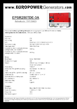 Grupos electrógenos diesel Europower EPSR250TDE-3A (MA)