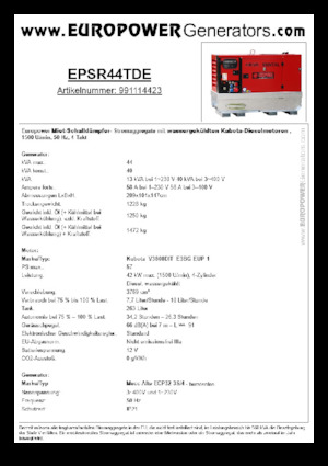 Grupos electrógenos diesel Europower EPSR44TDE (MA)