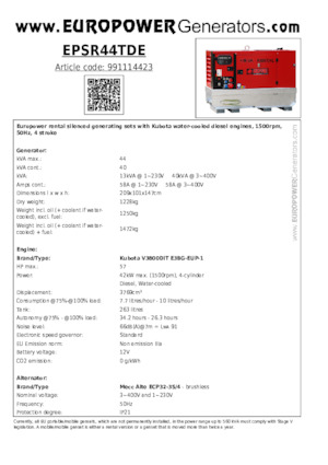 Grupos electrógenos diesel Europower EPSR44TDE (MA)