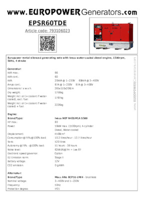 Grupos electrógenos diesel Europower EPSR60TDE (MA)