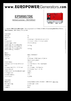 Grupos electrógenos diesel Europower EPSR85TDE (LS)