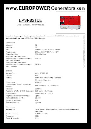 Grupos electrógenos diesel Europower EPSR85TDE (LS)